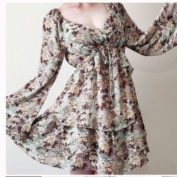 Umgee Bohemian Cream Floral Sundress, size small - Picture 1 of 9
